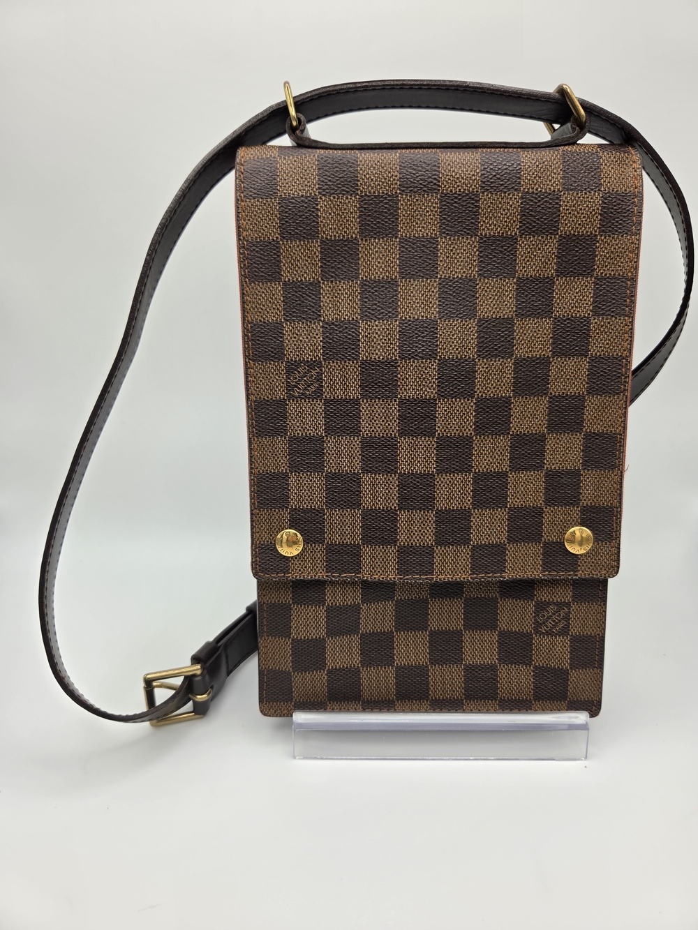 Authentic Louis Vuitton Damier Ebene Brown Portobello Travel Shoulder Bag